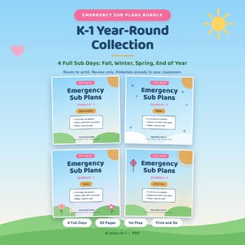 Emergency Sub Plans, K to 1, year-round collection.